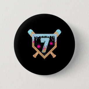 Chapa Redonda De 5 Cm Helado que gotea béisbol goteando 7 años 7º Bi