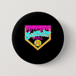 Chapa Redonda De 5 Cm Helado que gotea Softball Mama Drip Día de juego S