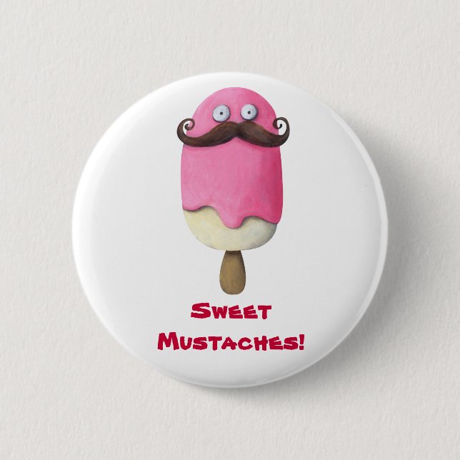 Chapa Redonda De 5 Cm Helado rosado con los bigotes (Anverso)