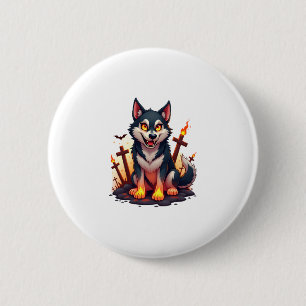 Chapa Redonda De 5 Cm Hellhound Husky Dog
