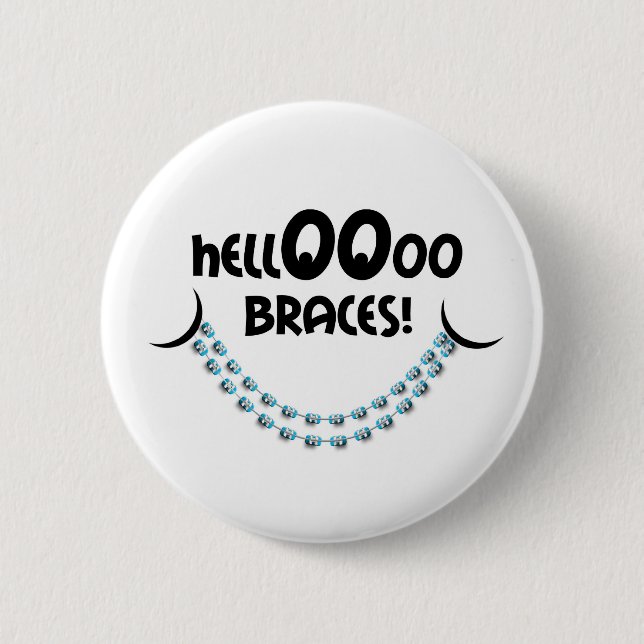 Chapa Redonda De 5 Cm Hello Braces Blue (Anverso)