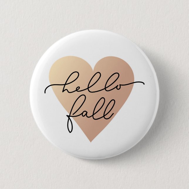 Chapa Redonda De 5 Cm Hello Fall Love Heart (Anverso)
