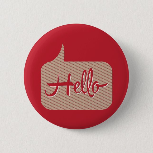 Chapa Redonda De 5 Cm Hello Speech Bubble Red (Anverso)