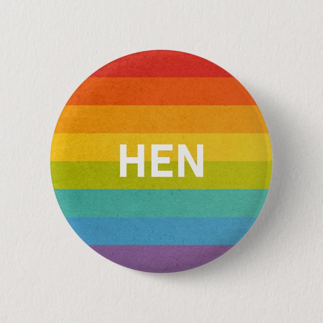 Chapa Redonda De 5 Cm Hen Pronomen Straight Rainbow (Anverso)