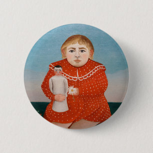 Chapa Redonda De 5 Cm Henri Rousseau - Niño con muñeca