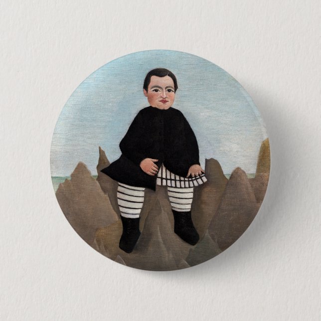 Chapa Redonda De 5 Cm Henri Rousseau - Niño sobre las rocas (Anverso)