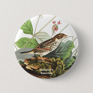 Chapa Redonda De 5 Cm Henslow's Sparrow, Birdwatcher, Audubon Art, Bird