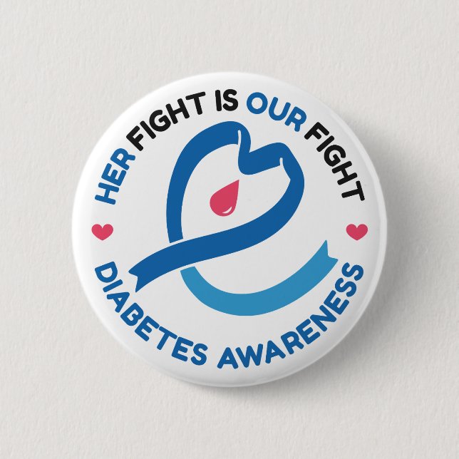 Chapa Redonda De 5 Cm Her Fight Is Our Fight – Diabetes Awareness (Anverso)