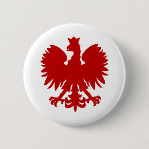 Chapa Redonda De 5 Cm Heraldic Animal Eagle Red Silhouwn Crown