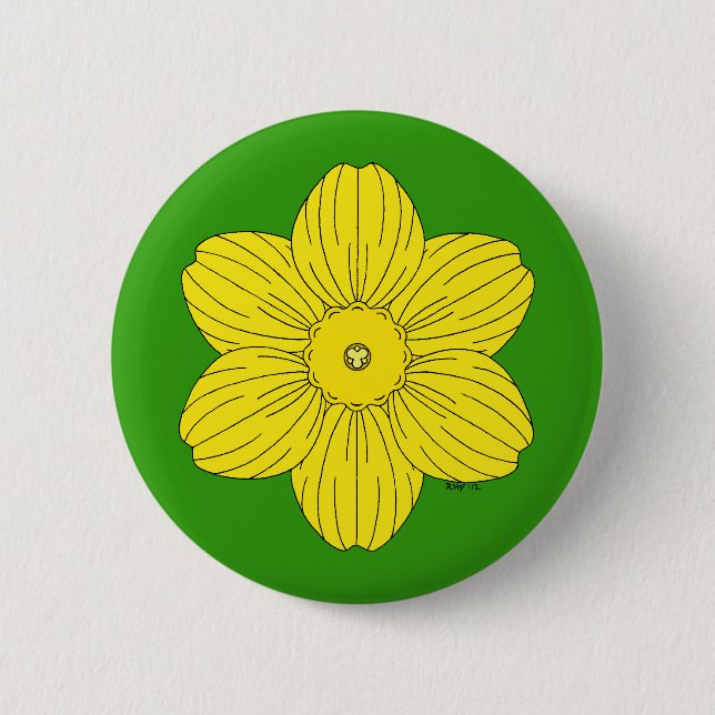Chapa Redonda De 5 Cm Heraldic Daffodil (Anverso)