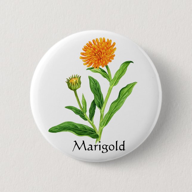 Chapa Redonda De 5 Cm Herb Garden Series - Marigold (Anverso)