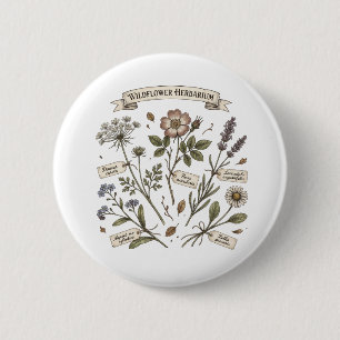 Chapa Redonda De 5 Cm Herbario de flores silvestres prensadas Botánica v