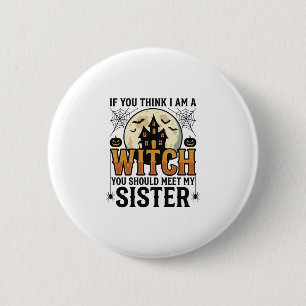 Chapa Redonda De 5 Cm Hermana Bruja Divertida Gráfica Vintage de Hallowe