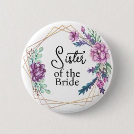 Chapa Redonda De 5 Cm Hermana de la Novia Floral Púrpura Boda 