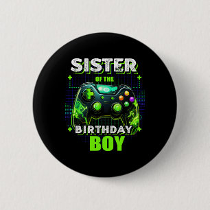 Chapa Redonda De 5 Cm Hermana del niño cumpleañero juego de video coinci