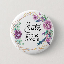 Chapa Redonda De 5 Cm Hermana del novio Floral púrpura Boda 
