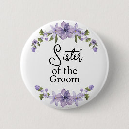 Chapa Redonda De 5 Cm Hermana del novio Floral púrpura Boda 