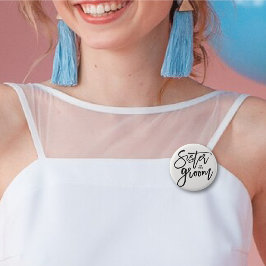 Chapa Redonda De 5 Cm Hermana Del Partido De Novias Boda De Groom Brush