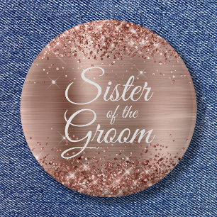 Chapa Redonda De 5 Cm Hermana del Relieve metalizado dorado Rosa Purpuri