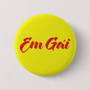 Chapa Redonda De 5 Cm Hermana Joven Vietnamita - Em Gái ~ Tiếng Việt
