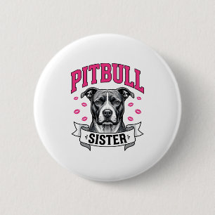 Chapa Redonda De 5 Cm Hermana Pitbull Diseño Vectorial Vintage Amante Pe