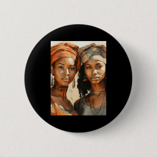 Chapa Redonda De 5 Cm Hermanas Del Sol - Dos Mujeres Africanas Posando