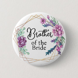 Chapa Redonda De 5 Cm Hermano de la Novia Floral Púrpura Boda