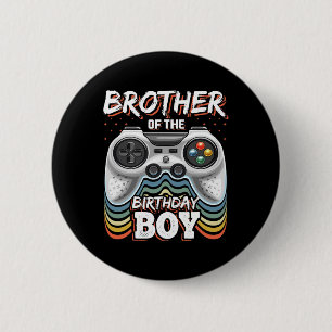 Chapa Redonda De 5 Cm Hermano Del Bi De Videojuego De Cumpleaños