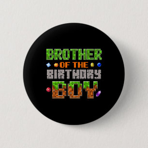 Chapa Redonda De 5 Cm Hermano Del Cumpleañero Partido Videojugador Pixe