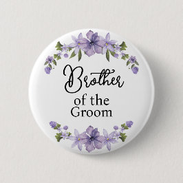 Chapa Redonda De 5 Cm Hermano del novio Floral Púrpura Boda