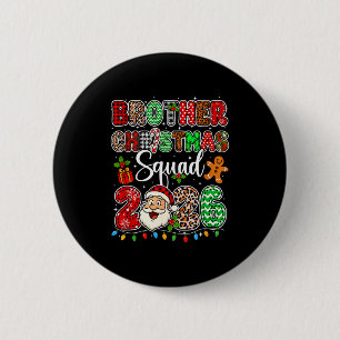 Chapa Redonda De 5 Cm Hermano Equipo de Navidad 2026 Leopardo Divertido