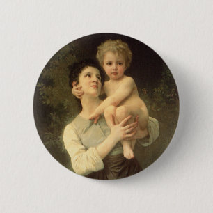 Chapa Redonda De 5 Cm Hermano y hermana de William Adolphe Bouguereau