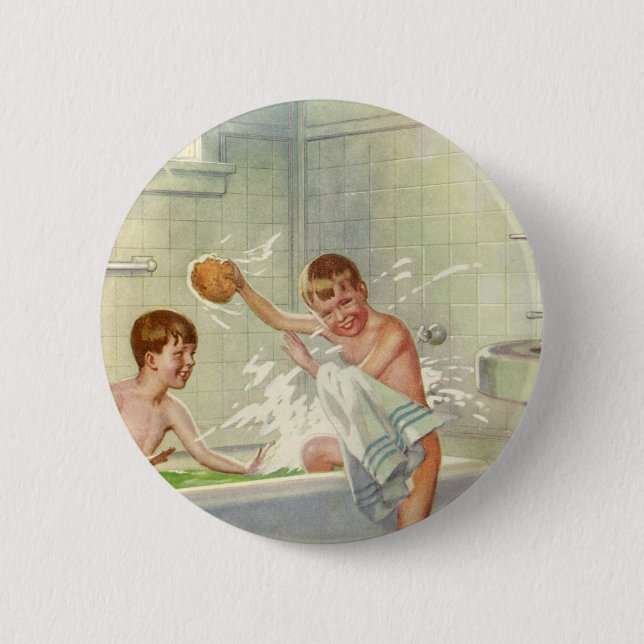 Chapa Redonda De 5 Cm Hermanos, niños y niños de la época, chisporrotean (Anverso)