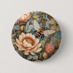 Chapa Redonda De 5 Cm Hermosa Abeja Jardín Con Flores Protíneas