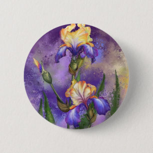 Chapa Redonda De 5 Cm Hermosa Flor Iris - Pintura acuática