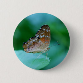 Chapa Redonda De 5 Cm Hermosa mariposa Danaus Plexippus en hojas.