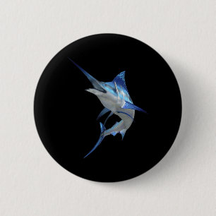 Chapa Redonda De 5 Cm Hermosa marlín azul Pesca de manga corta