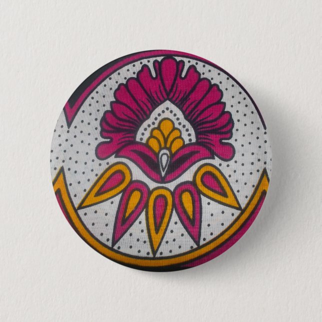 Chapa Redonda De 5 Cm Hermosa pintura en motivos de tela africana (Anverso)