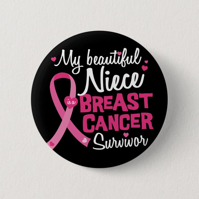 Chapa Redonda De 5 Cm Hermosa sobrina sobreviviente de cáncer de mama tí (Anverso)