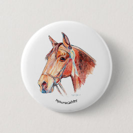 Chapa Redonda De 5 Cm Hermoso caballo de Bahía con Rosette