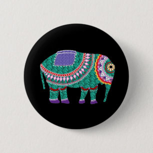 Chapa Redonda De 5 Cm Hermoso elefante ornato