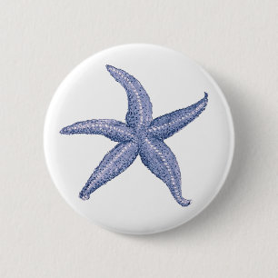 Chapa Redonda De 5 Cm Hermoso Ilustracion Blue Starfish