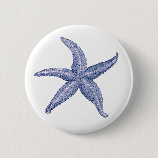 Chapa Redonda De 5 Cm Hermoso Ilustracion Blue Starfish (Anverso)