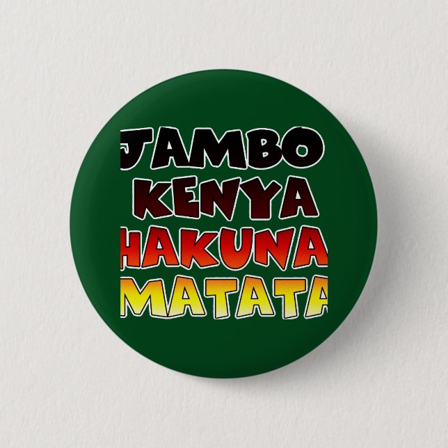 Chapa Redonda De 5 Cm Hermoso Jambo Kenya Hakuna Matata Agradable Arte (Anverso)