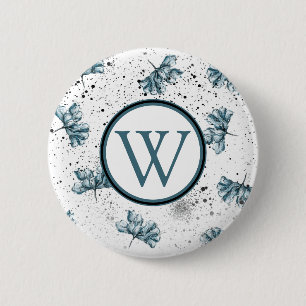 Chapa Redonda De 5 Cm Hermoso Monograma Floral Grunge