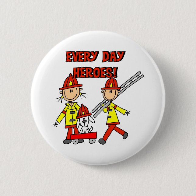 Chapa Redonda De 5 Cm Héroes del bombero (Anverso)