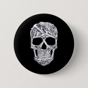 Chapa Redonda De 5 Cm Herramientas mecánicas Skull Garage Halloween Cost