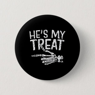 Chapa Redonda De 5 Cm Hes My Treth Skeleton Halloween Parejas Vestir Fu