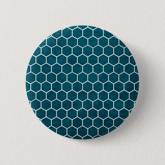Chapa Redonda De 5 Cm Hexagonal Hexagon Pattern Deep Blue (Anverso)