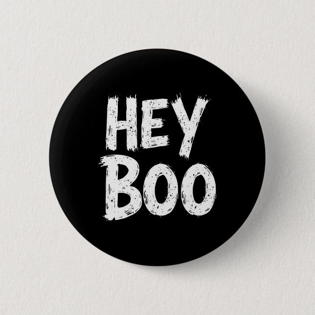 Chapa Redonda De 5 Cm Hey Boo Funny Halloween Ghost (Anverso)